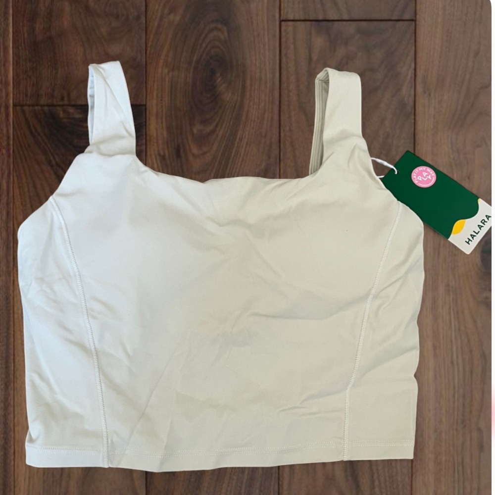 Halara Square Neck Backless Cropped Yoga Tank Top Sports Bra Small Seedpearl New - Picture 4 of 7